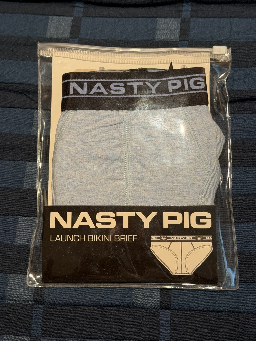 Nasty Pig Launch Bikini Brief Light Blue Heather Size L NWT